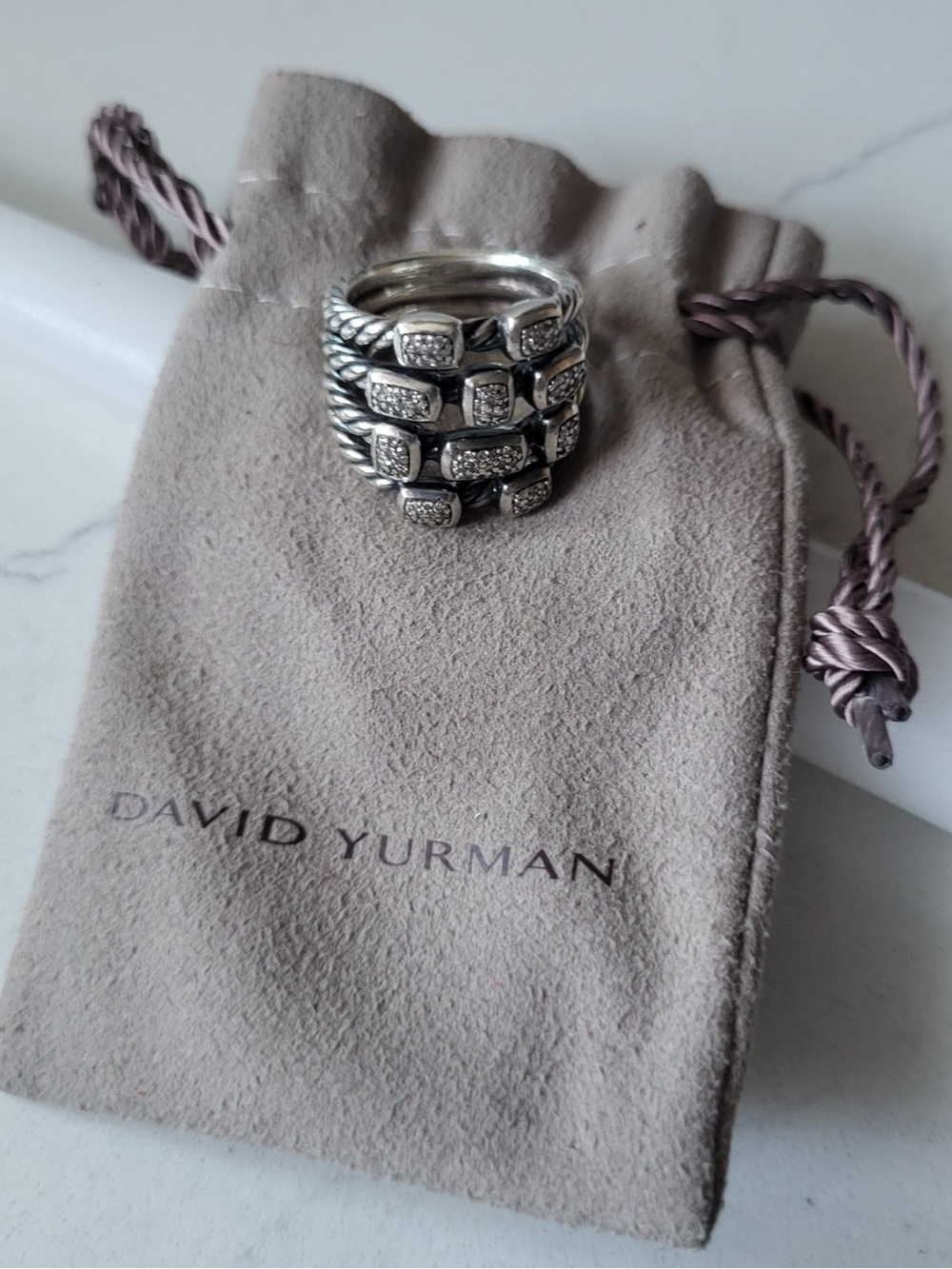 DAVID YURMAN FOUR ROW PAVÉ DIAMOND CONFETTI RING